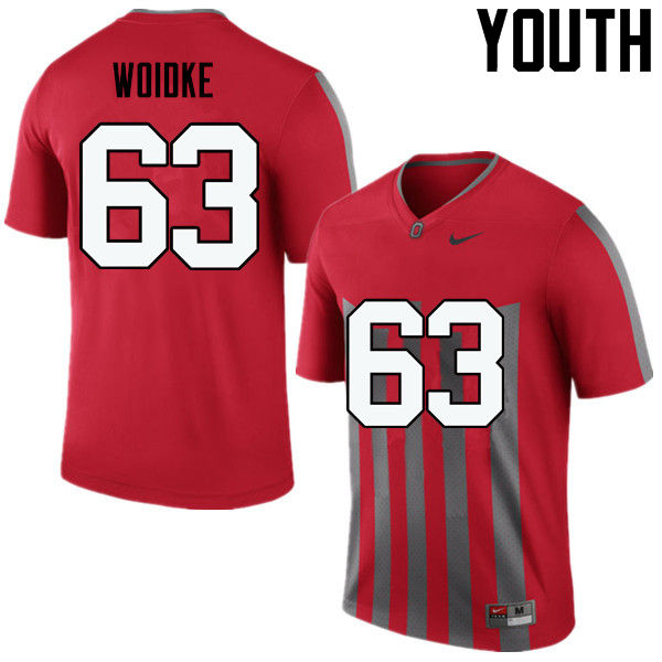 Ohio State Buckeyes Kevin Woidke Youth #63 Throwback Game Stitched College Football Jersey